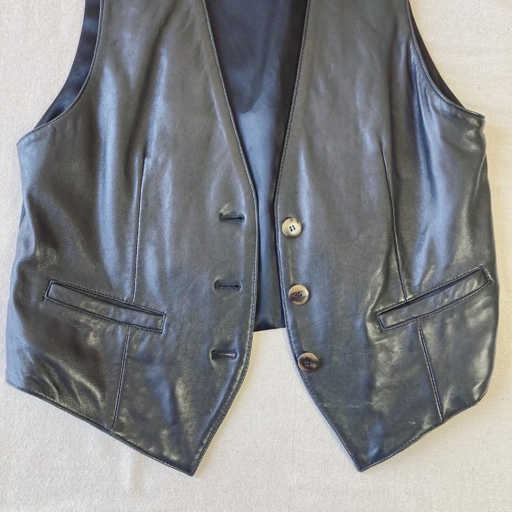 Vintage 90's Moto Style Leather Vest - Picture 4 of 9